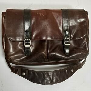 Samsonite Vintage Brown Leather Messenger Briefcase Shoulder Bag Adj Strap